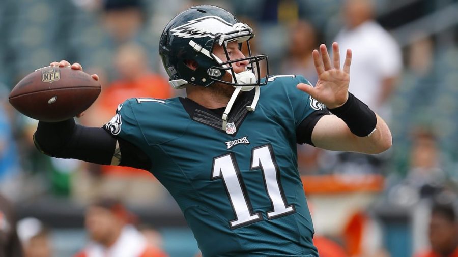 Philadelphia Eagles second year quarterback, Carson Wentz has lead the Eagles to an impressive 8-1 mark while throwing a league leading 23 touchdown passes. (Courtesy of Rich Schultz/Getty Images)