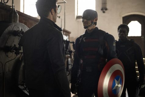 Left: Bucky Barnes, John Walker, and Lemar Hoskins (Cle Bennett) in "The Falcon and The Winter Soldier" Image Credit: Julie Vrabelova/Marvel Studios