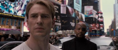 Left: Steve Rogers and Nick Fury (Samuel L. Jackson) in "Captain America: The First Avenger"