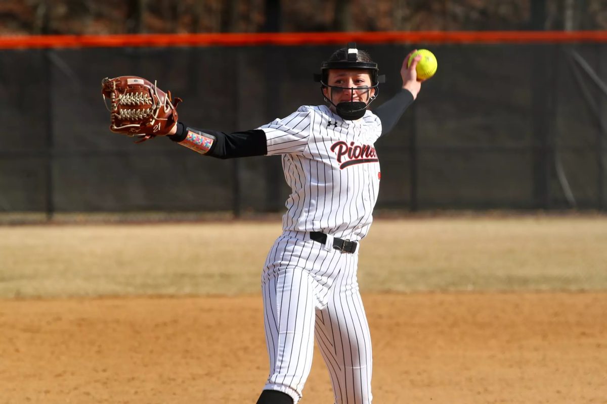 Pioneers Senior Pitcher Kylie Anthony Winding up to Pitch
Photo Courtesy: Larry Levanti 