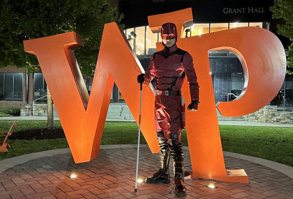 William Paterson Daredevil Standing Outside Grant Hall